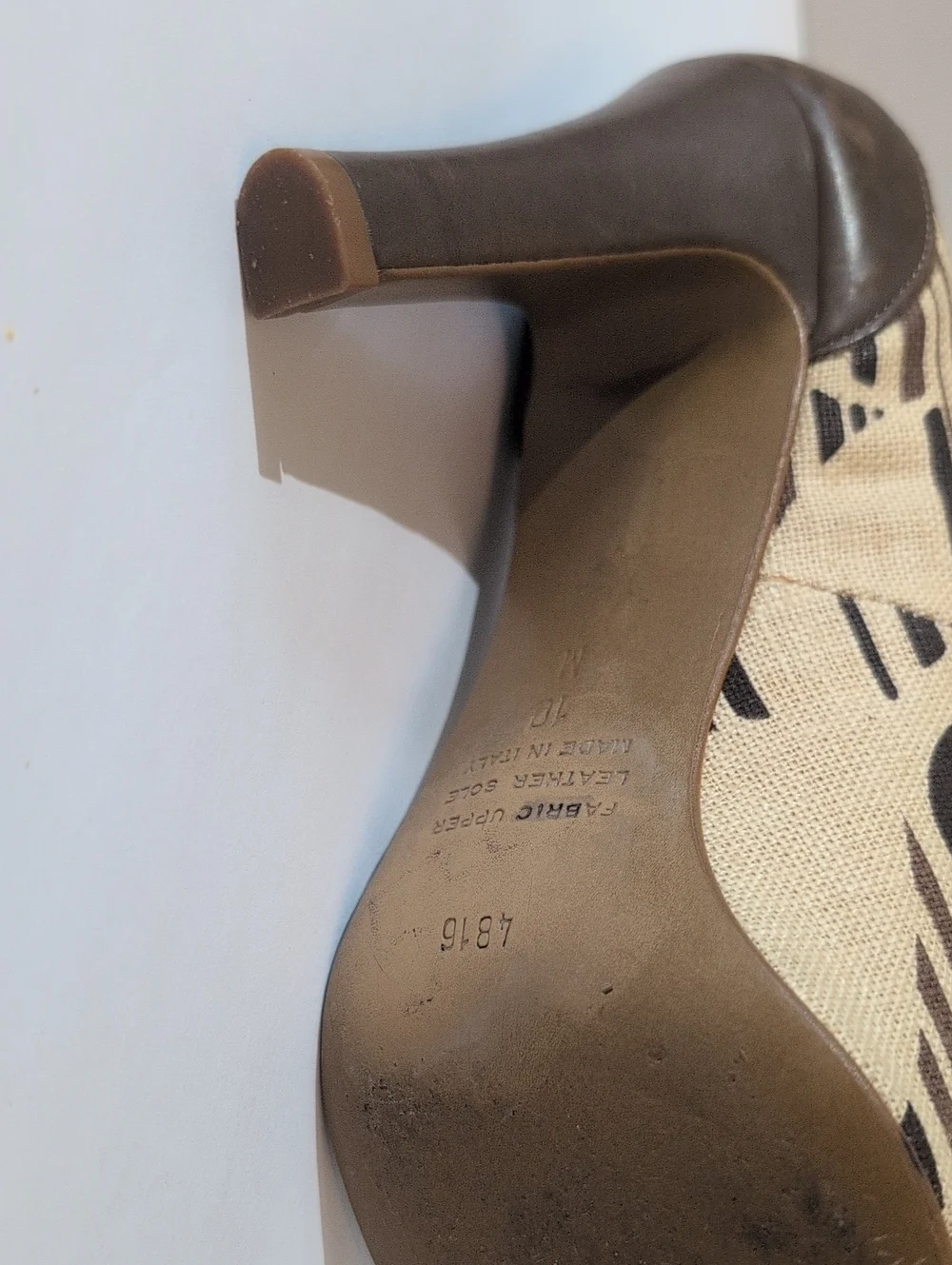 VTG Sz10 Franco Barbieri Brown & Cream Patterned, Horsebit DTL Women's Heels